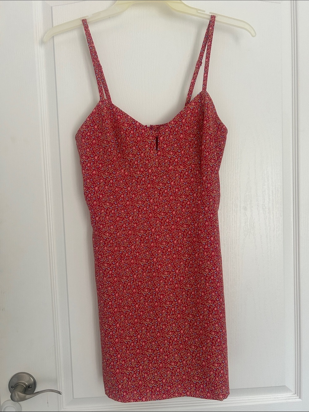 Vintage Express world brand Red Floral Spaghetti-Strap Slip romper 5/6
